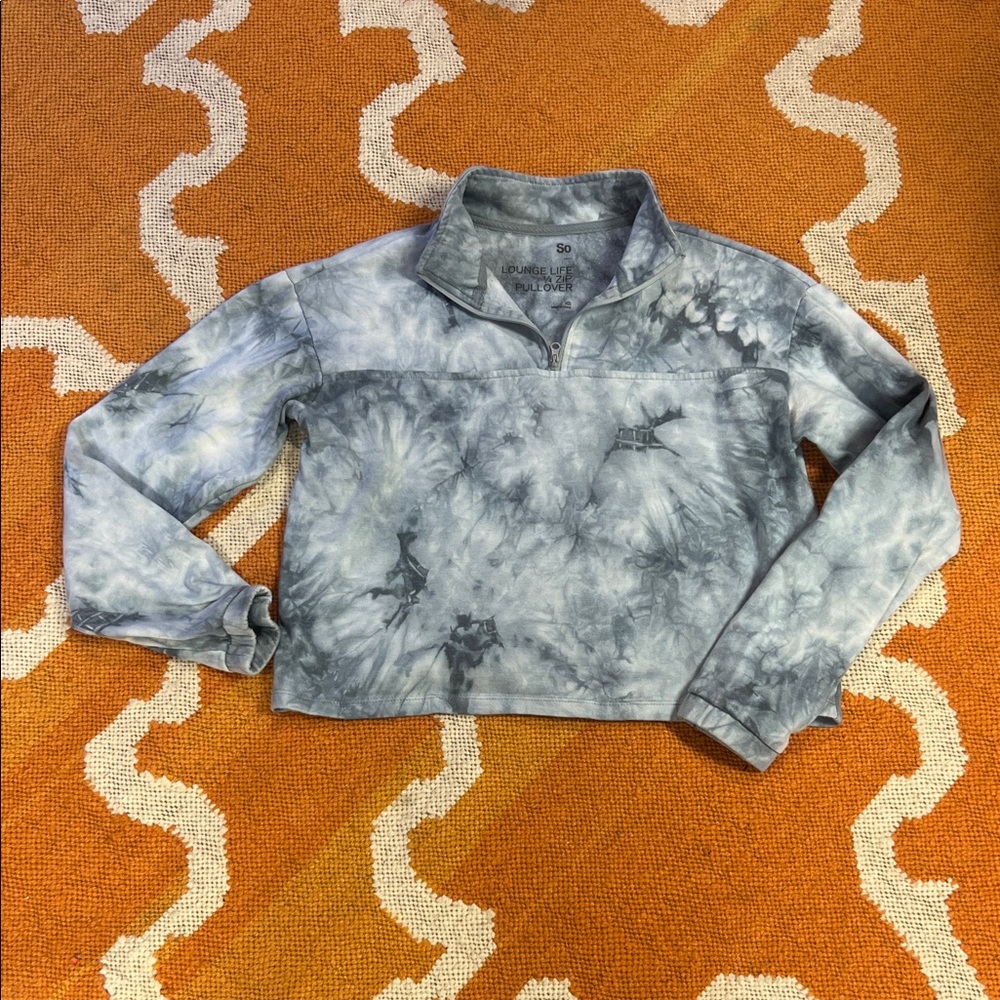 SO Lounge Life cropped 1/4 zip pullover tie dye size XS